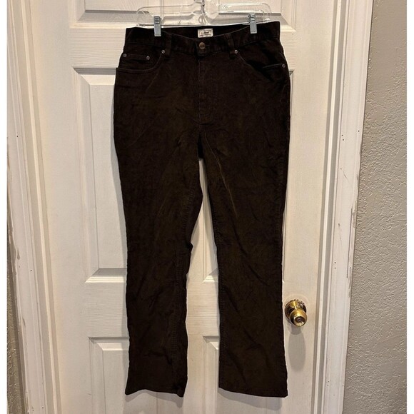 LL Bean Women's Brown Straight‎ Leg Corduroy Pants Size 12 Boho Countryside - Picture 1 of 7